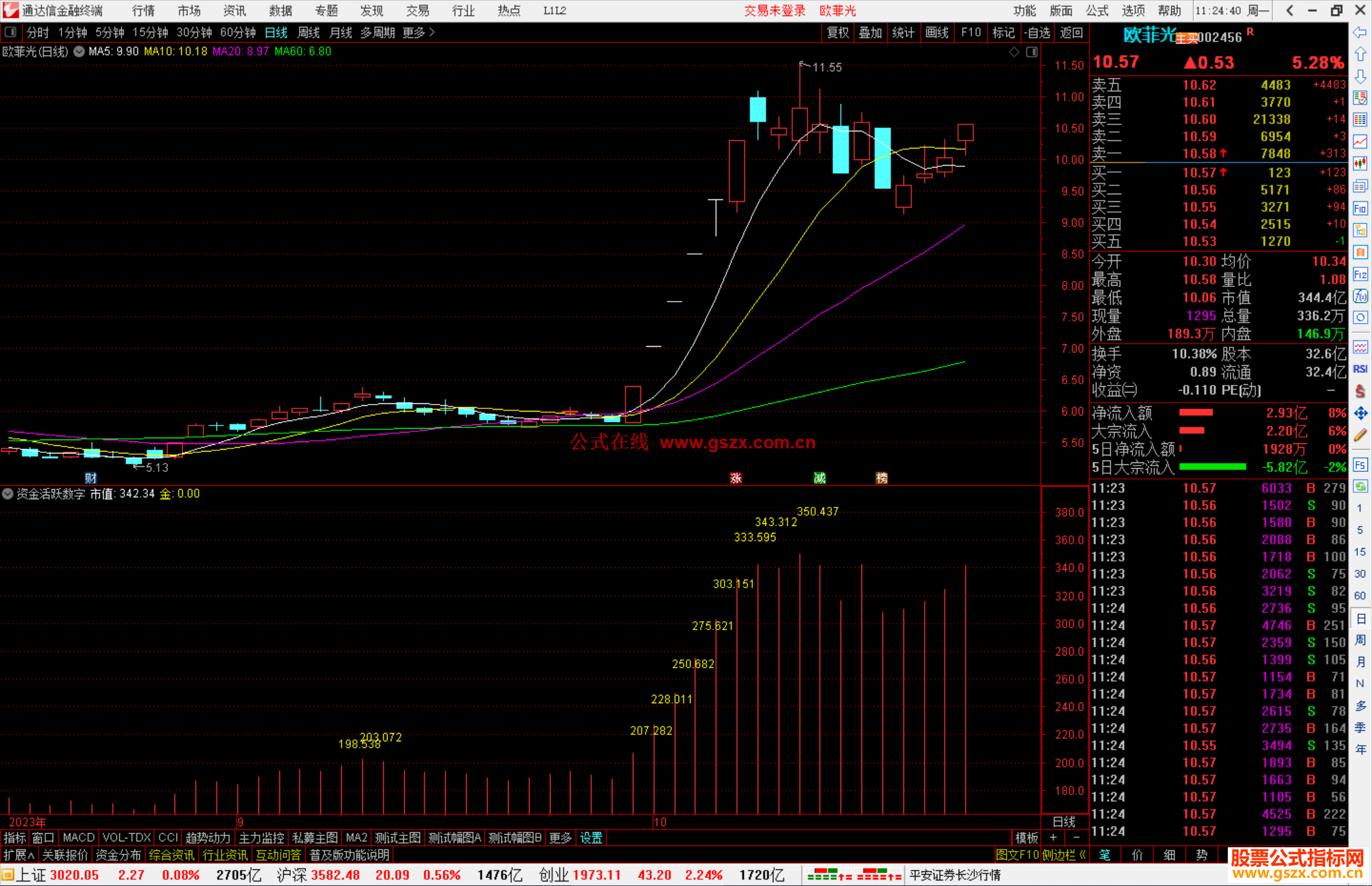 通达信资金活跃数字指标公式源码副图