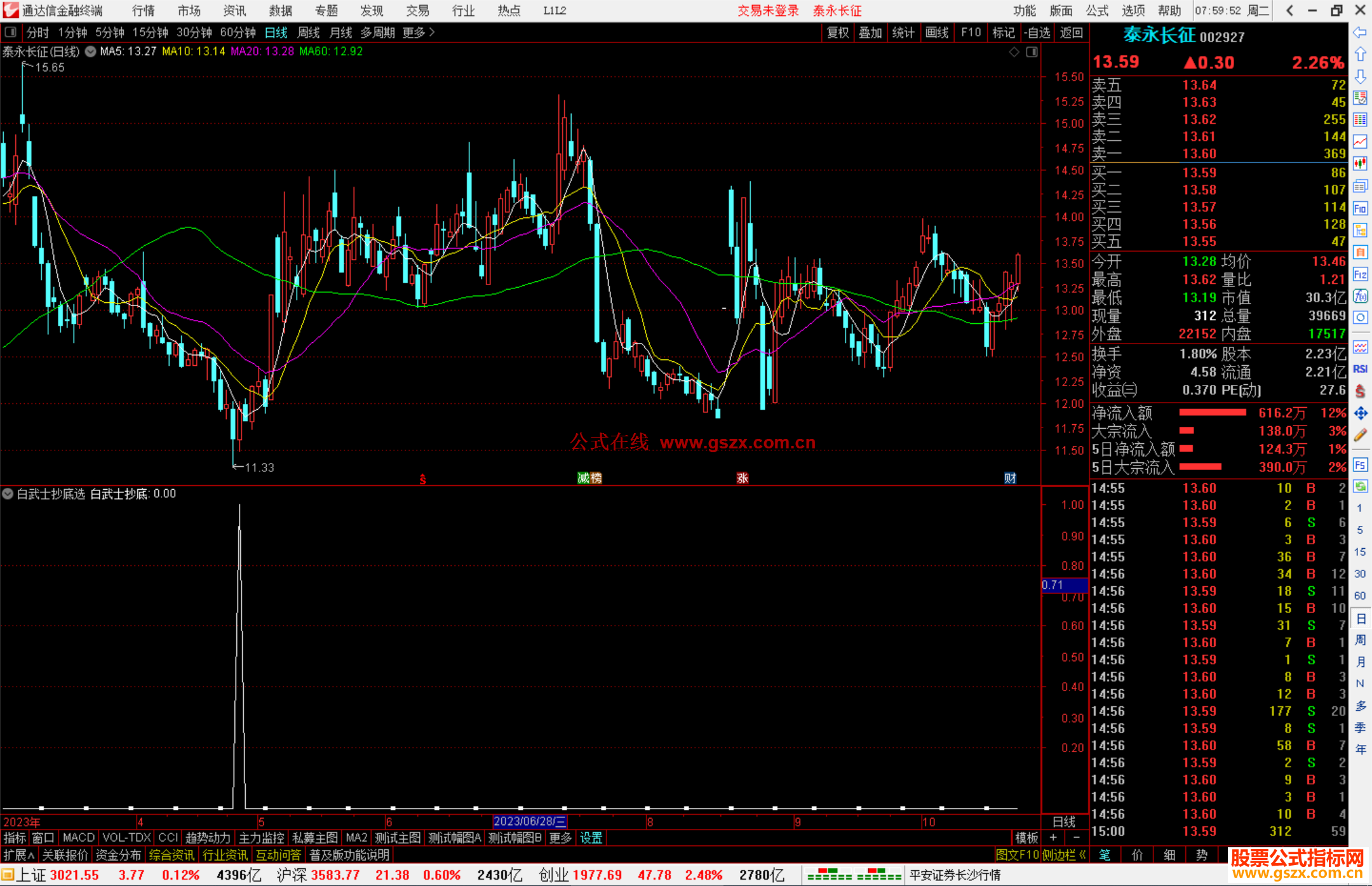 通达信白武士抄底选股指标公式源码附图