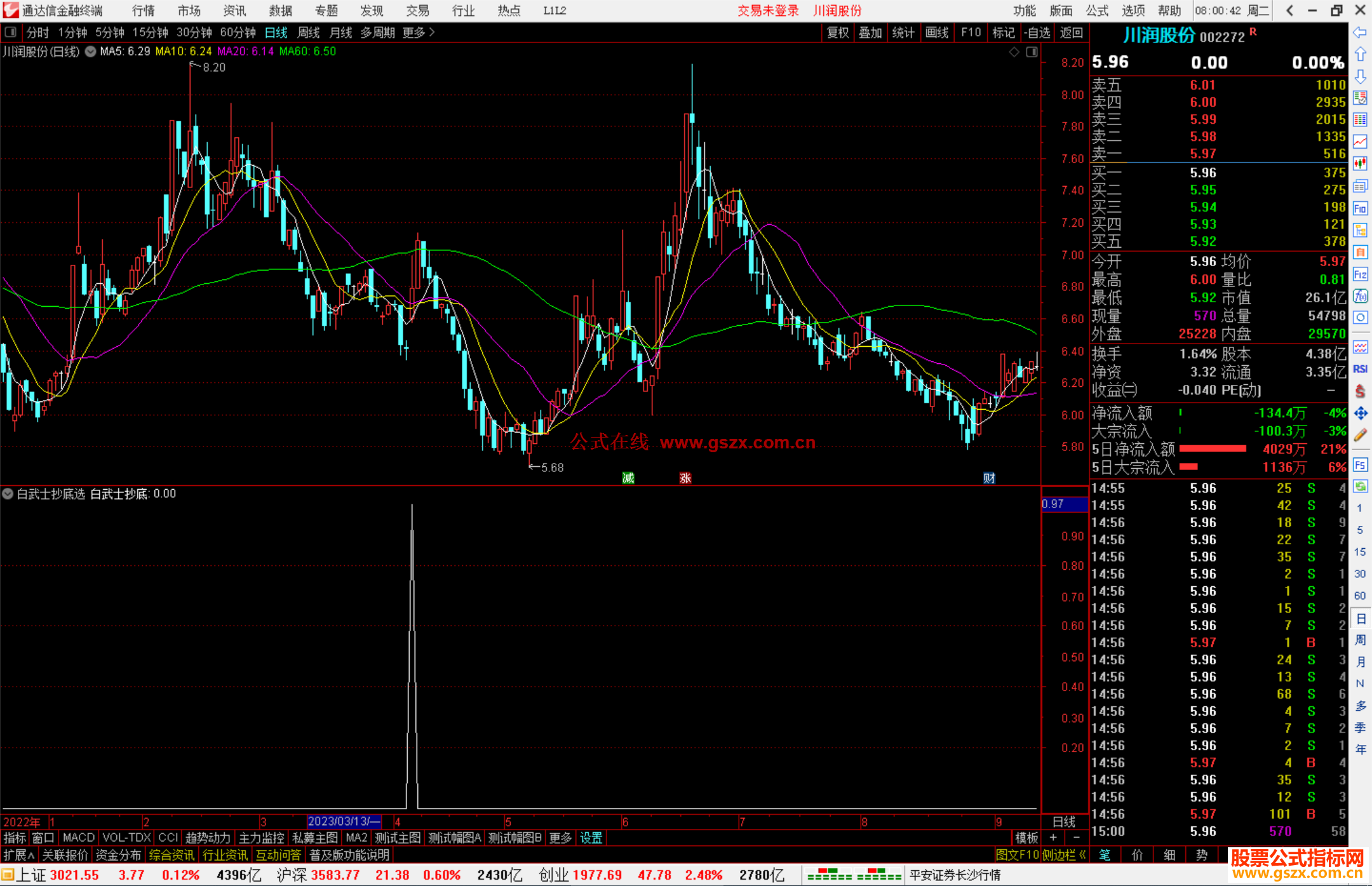 通达信白武士抄底选股指标公式源码附图