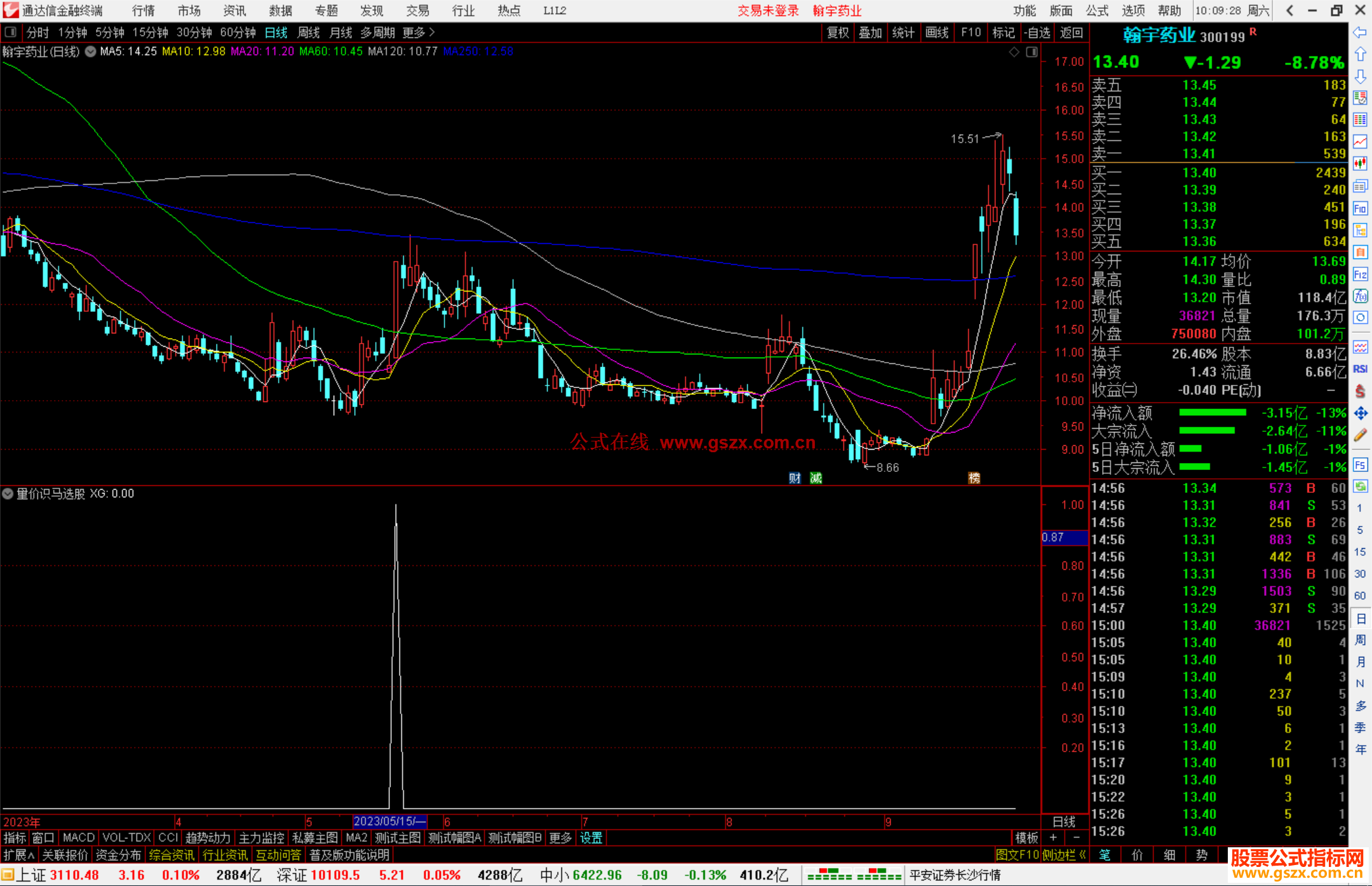通达信量价识马选股有用法说明指标副图源码