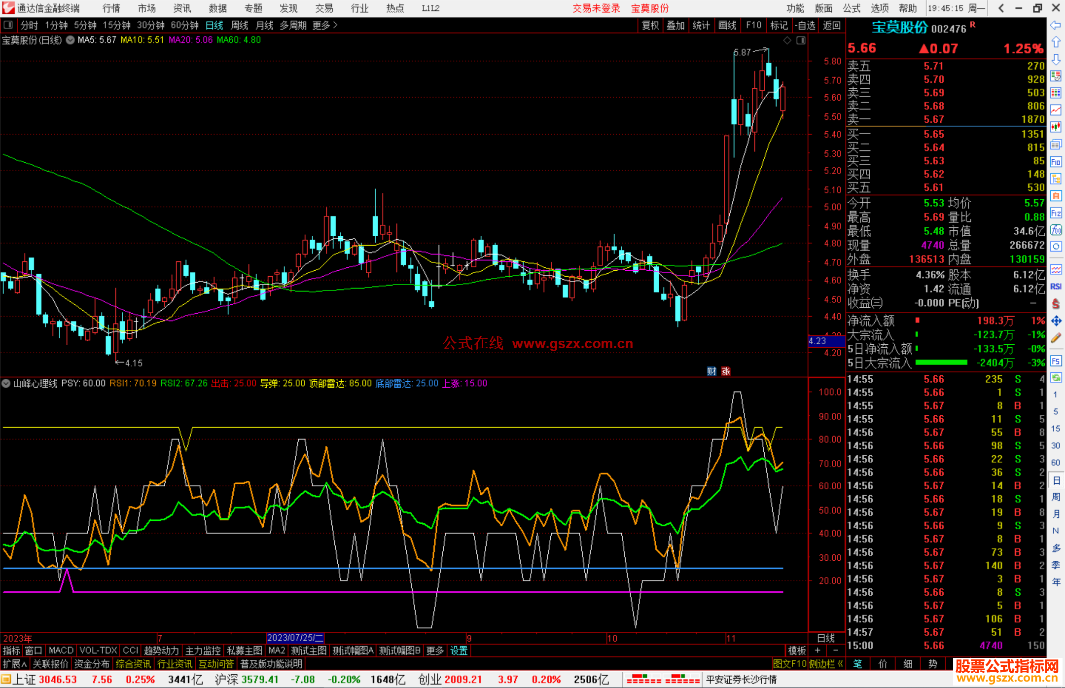 通达信山峰心理线 副图+选股指标副图源码