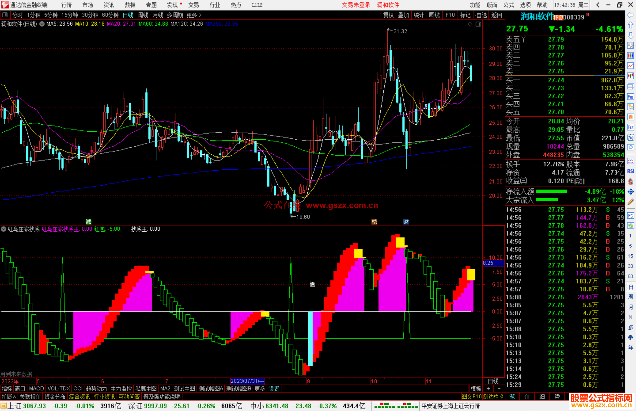 通达信红鸟庄家抄底王指标公式源码副图