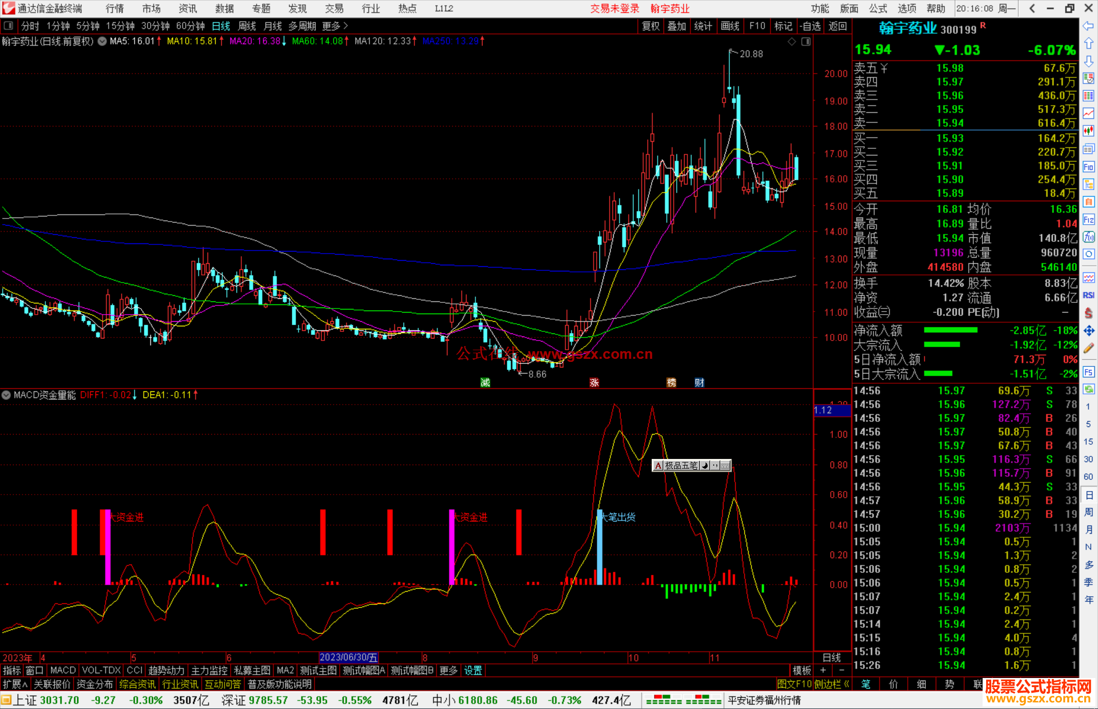 通达信MACD资金量能指标公式源码