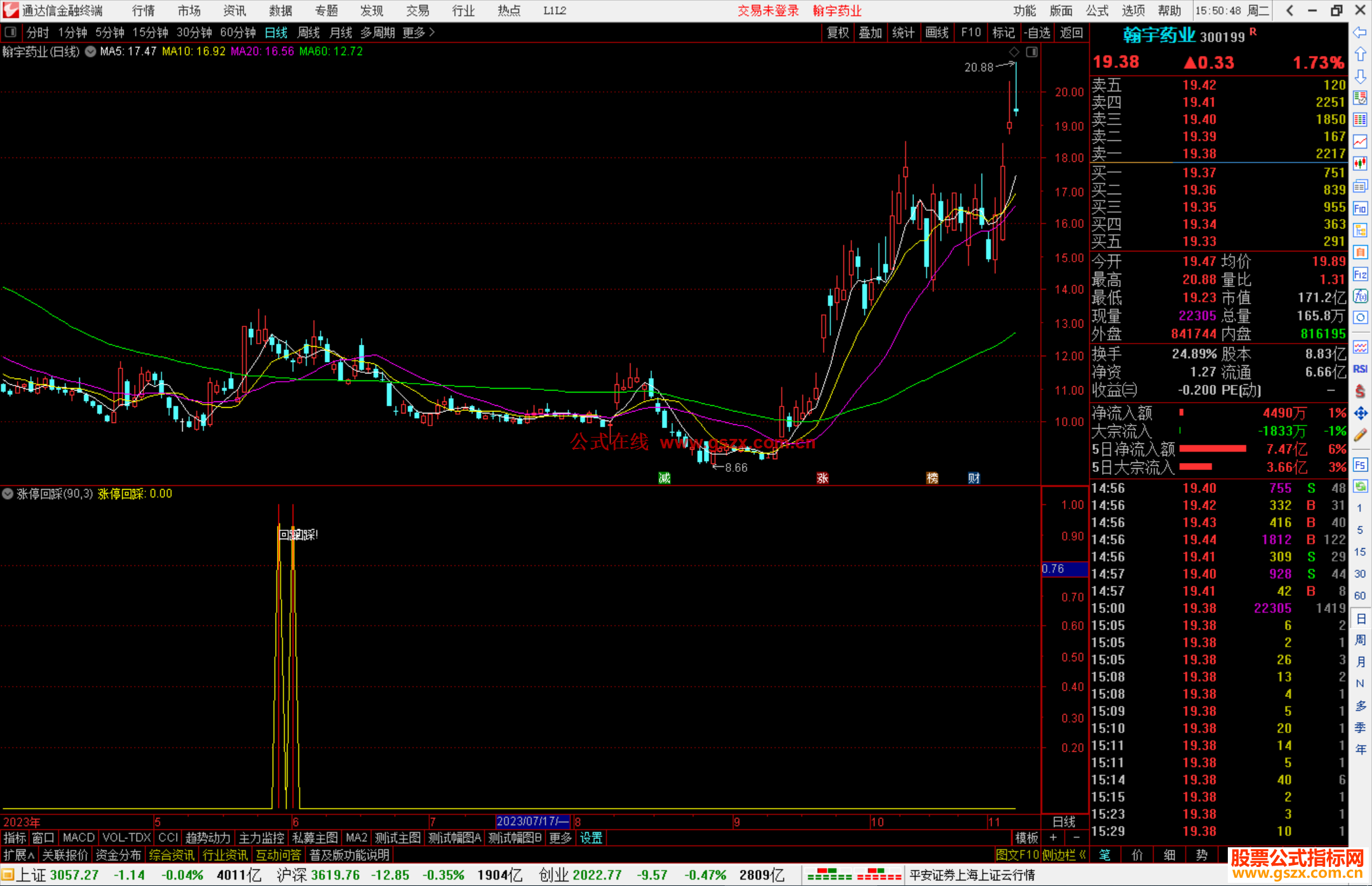 通达信涨停回踩指标公式源码副图选股