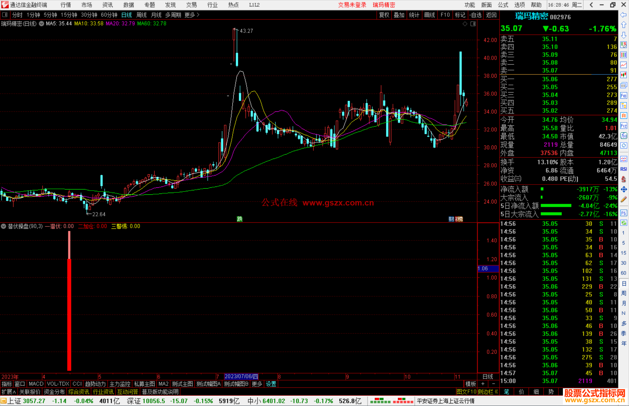 通达信潜伏操盘副指标支持手机电脑版公式副图源码