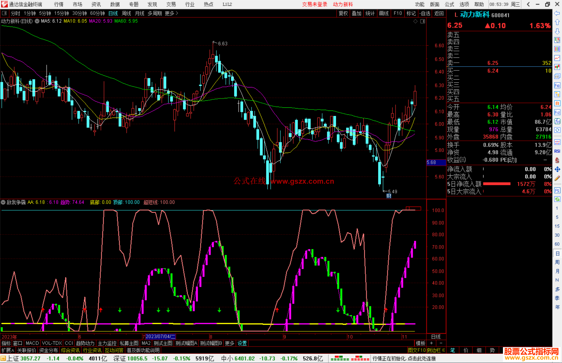 通达信敌我争霸公式副图源码 有选股