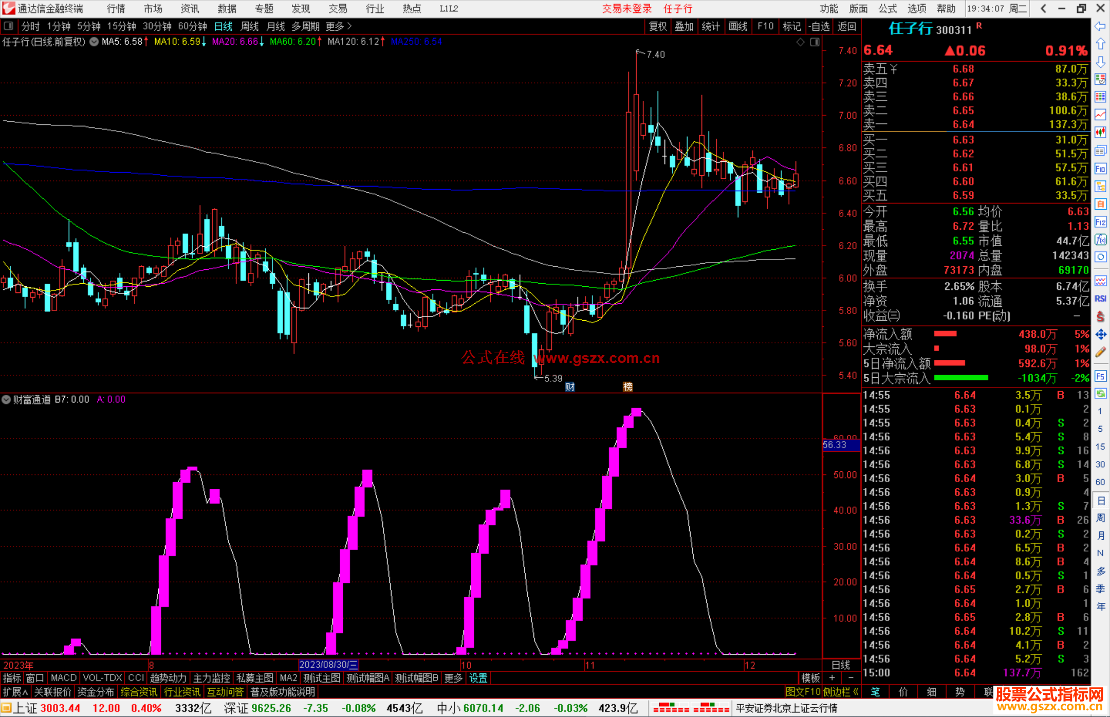 通达信智慧王私募版之十四财富通道指标公式源码副图