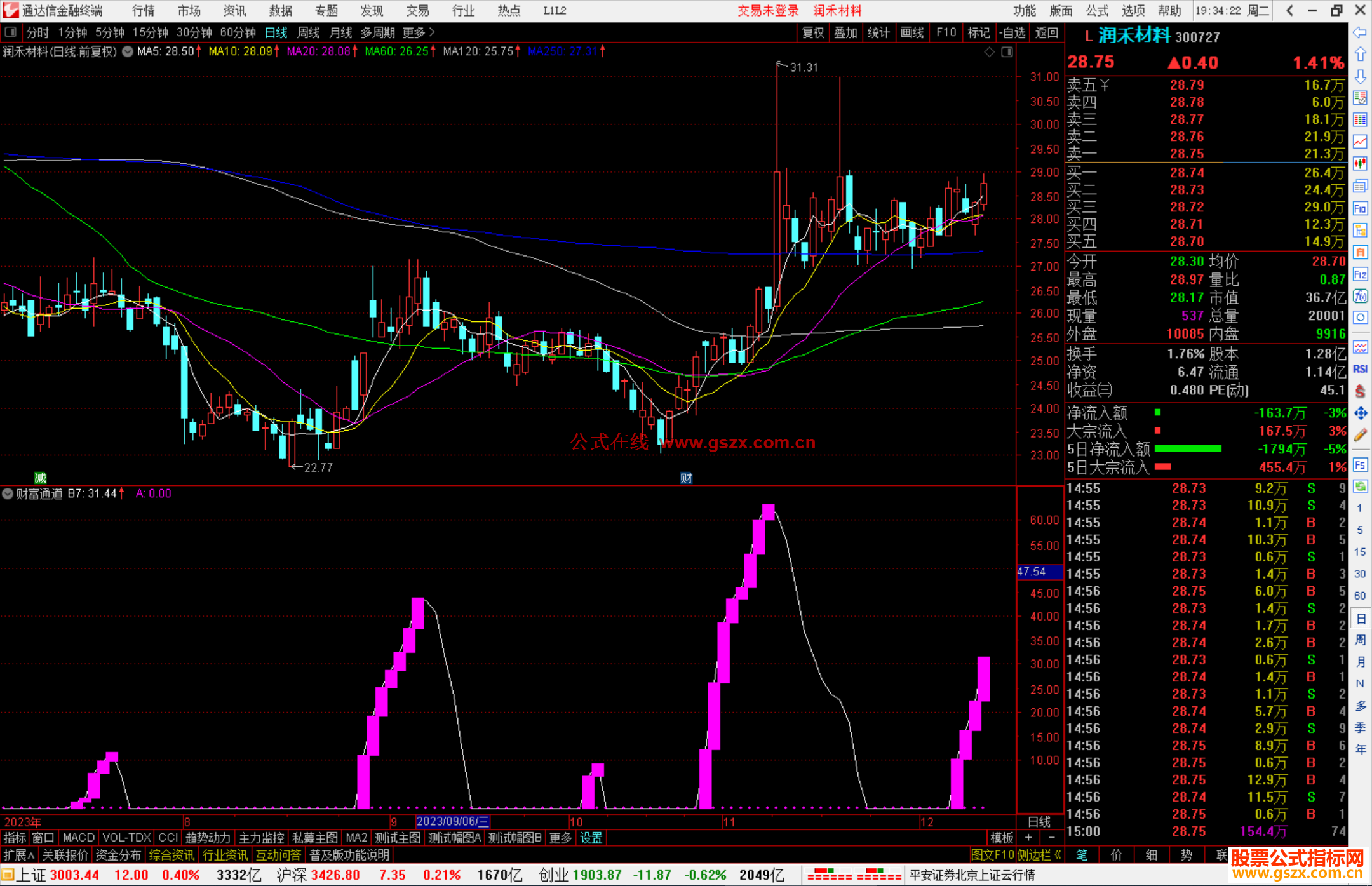 通达信智慧王私募版之十四财富通道指标公式源码副图