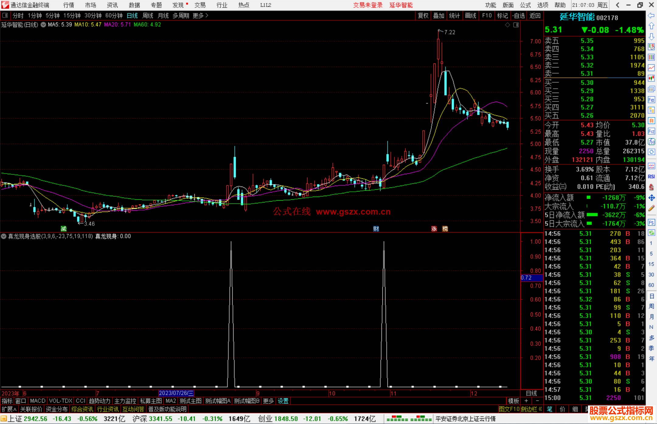 通达信真龙现身选股指标公式源码副图