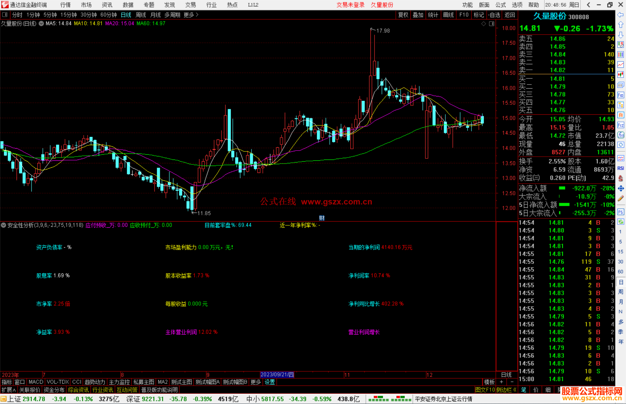 通达信安全性分析指标公式源码
