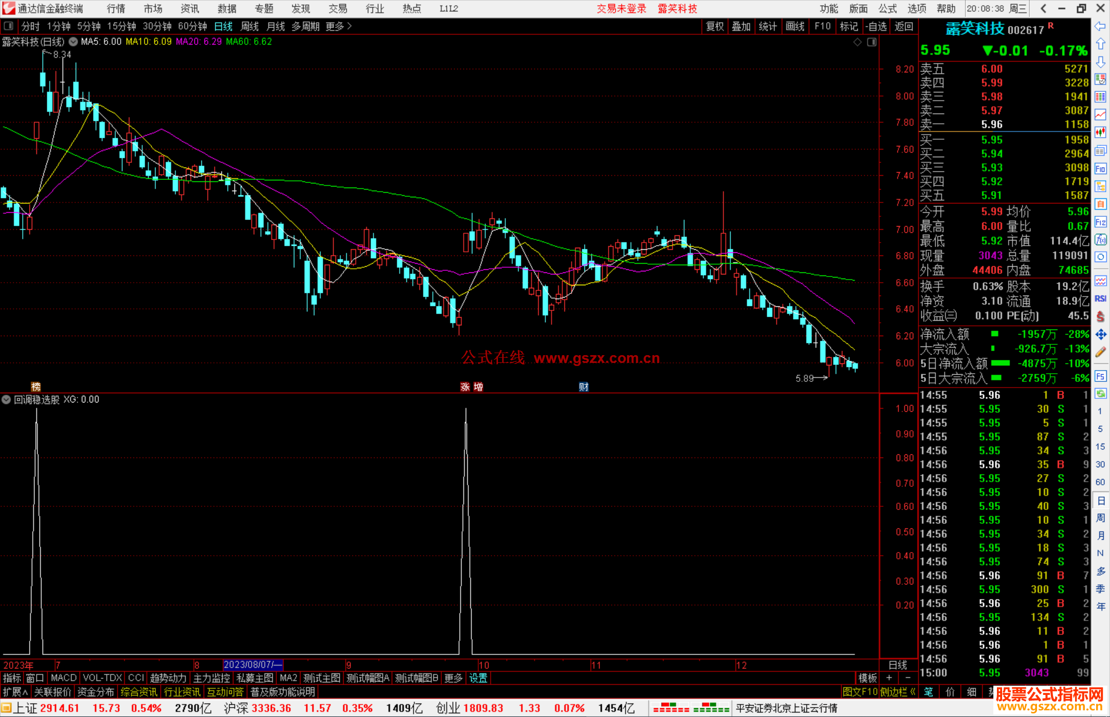 通达信回调稳选股指标公式源码副图