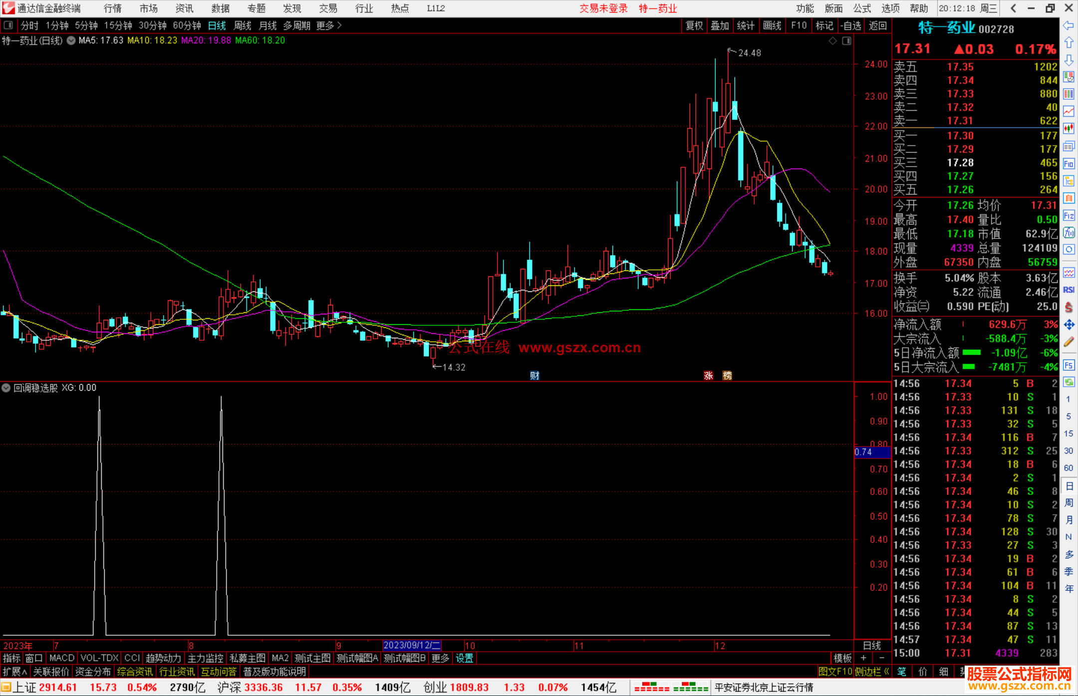 通达信回调稳选股指标公式源码副图
