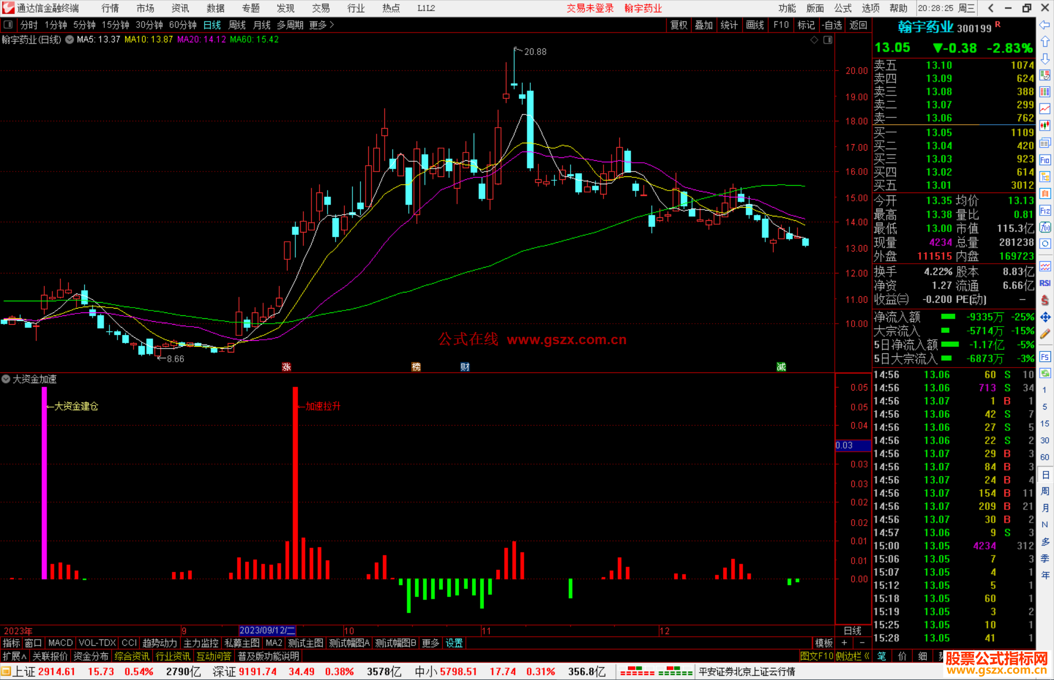 通达信大资金加速指标公式源码副图