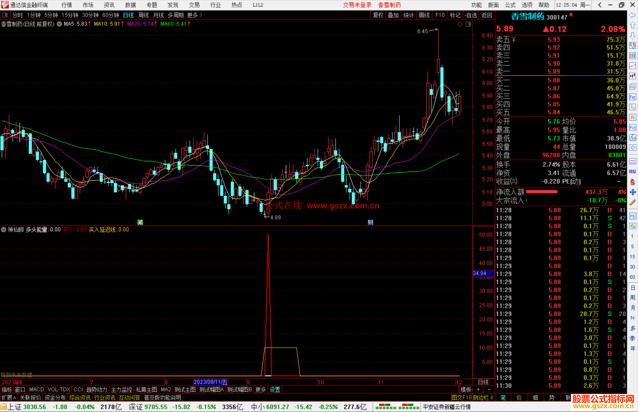 通达信神仙脚指标公式源码副图