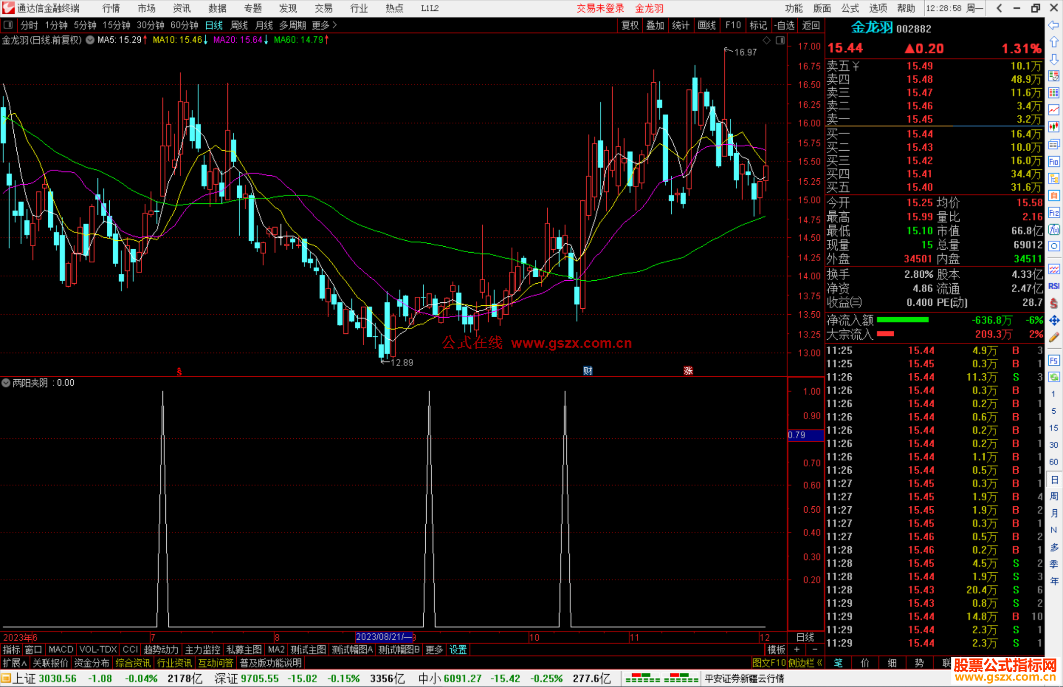 通达信两阳夹阴指标公式源码副图
