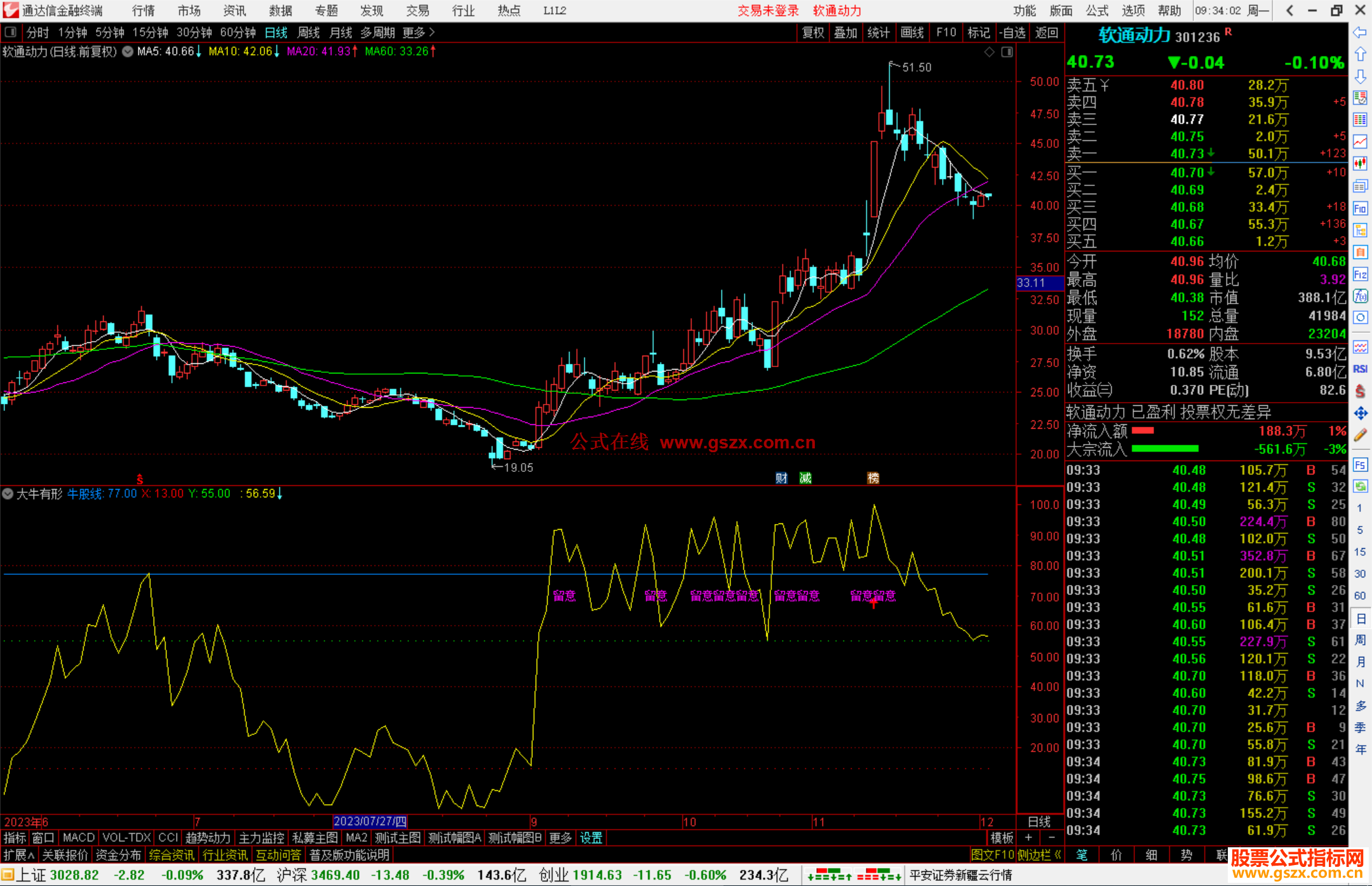 通达信大牛有形指标公式源码副图