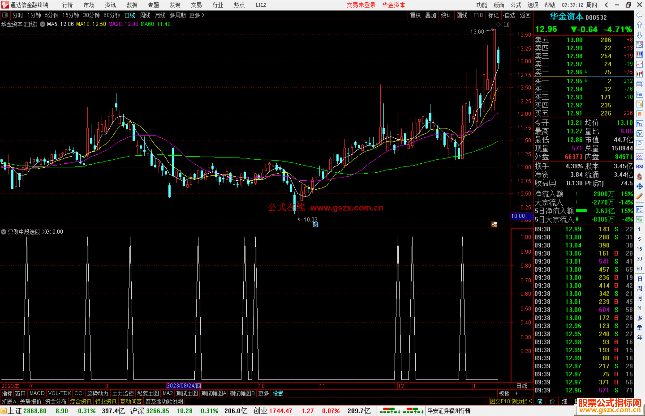 通达信只做中段选股指标公式源码副图
