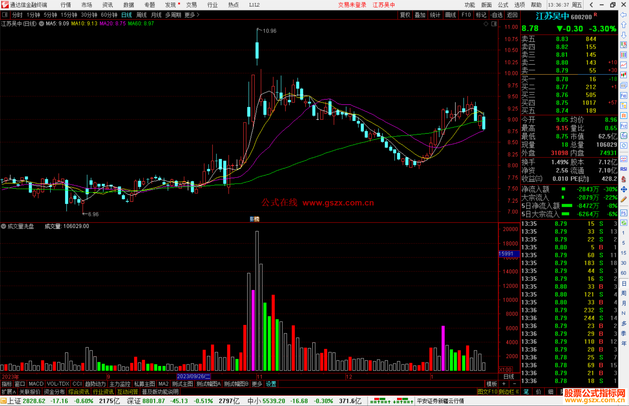 通达信成交量洗盘指标公式源码副图