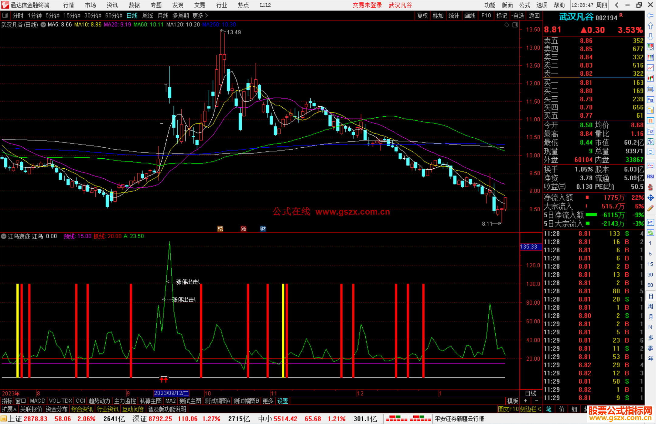 通达信江鸟浪迹副图源码