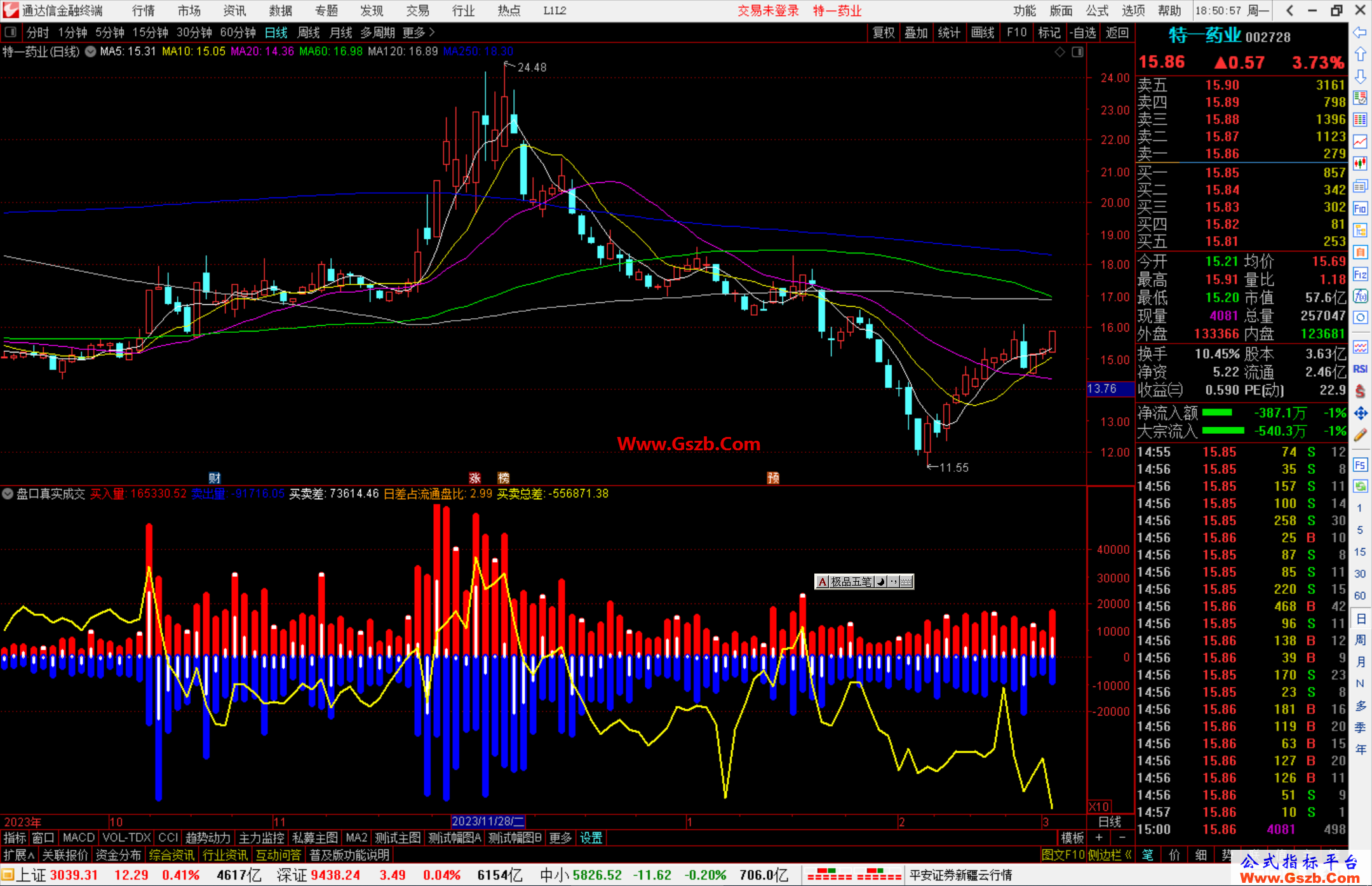 通达信盘口真实成交量指标公式源码附图