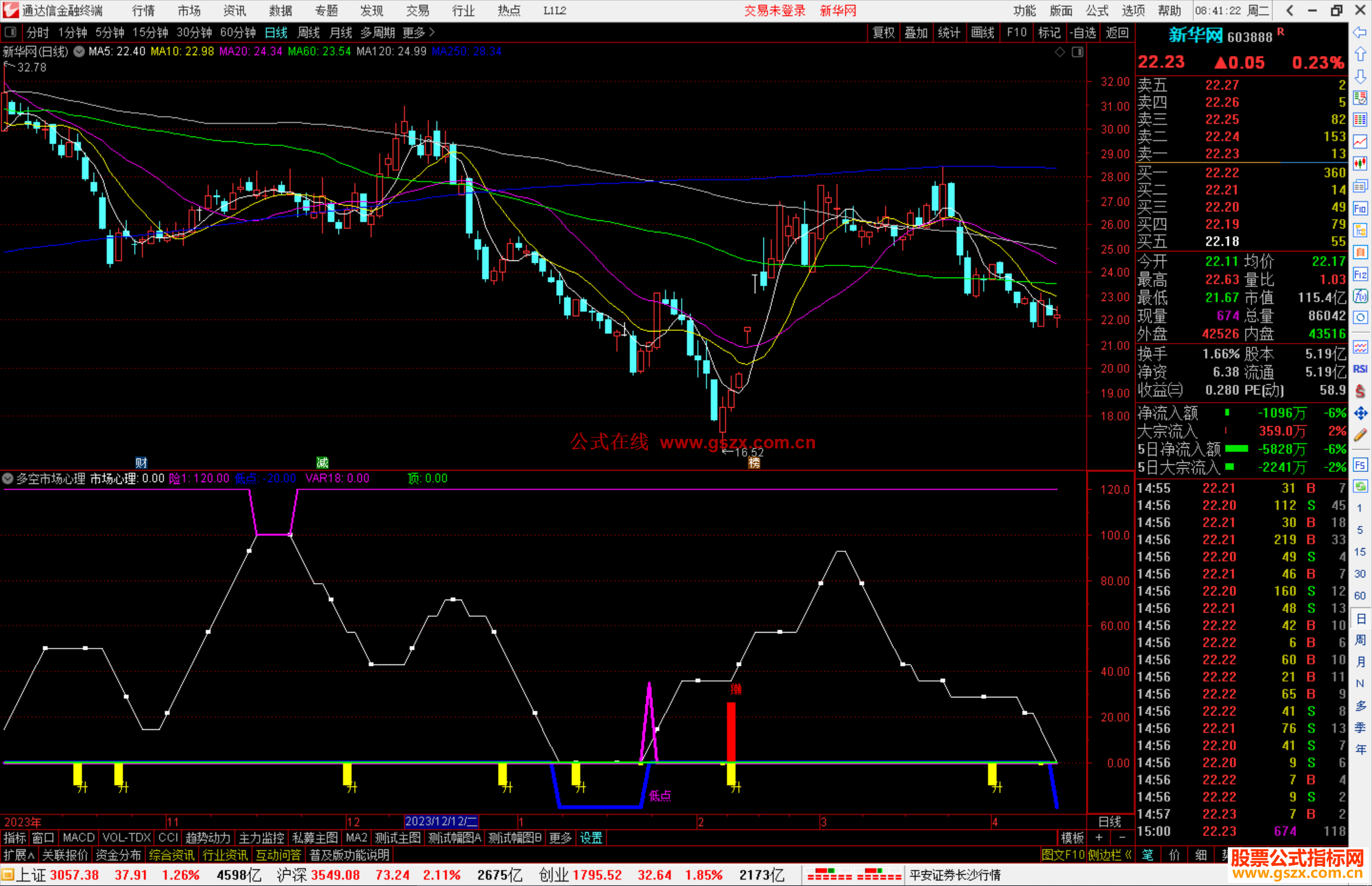 通达信多空市场心理副图源码