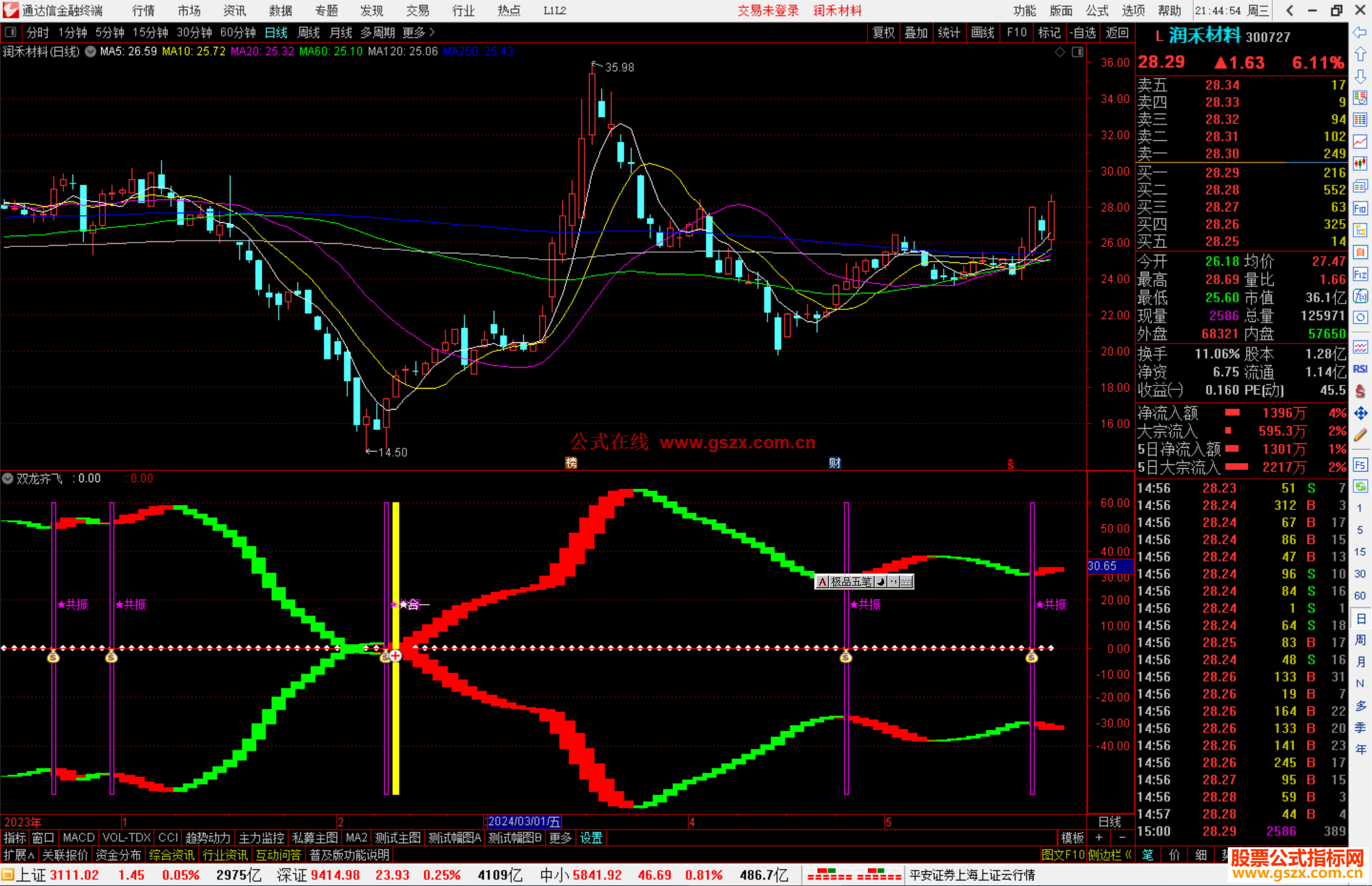 通达信双龙齐飞指标公式源码副图