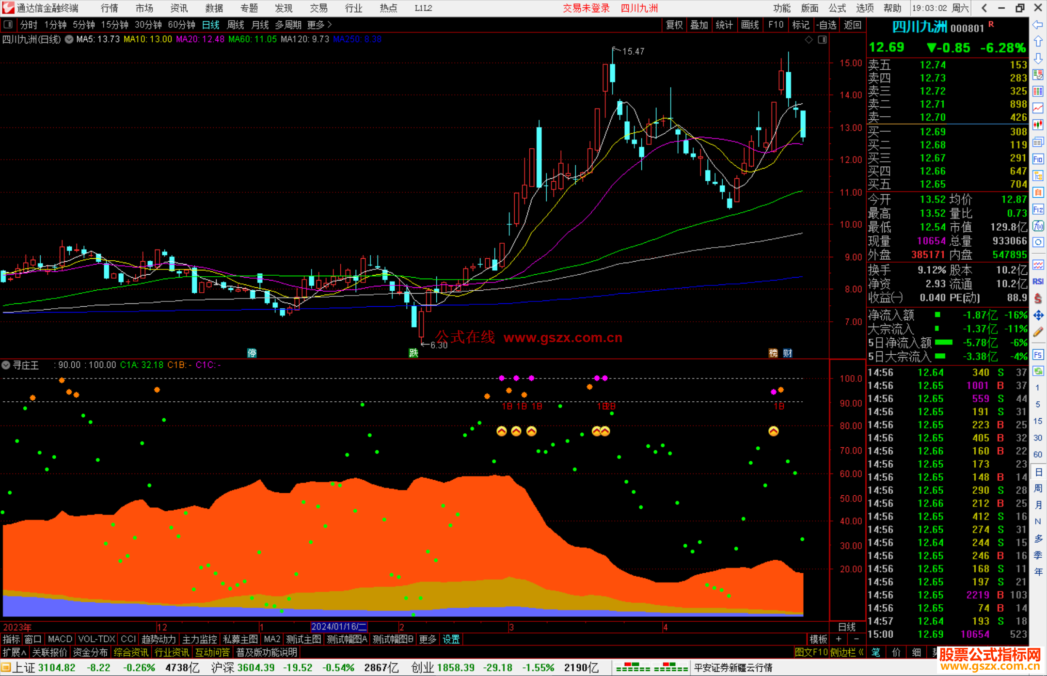 通达信寻庄王指标公式源码副图
