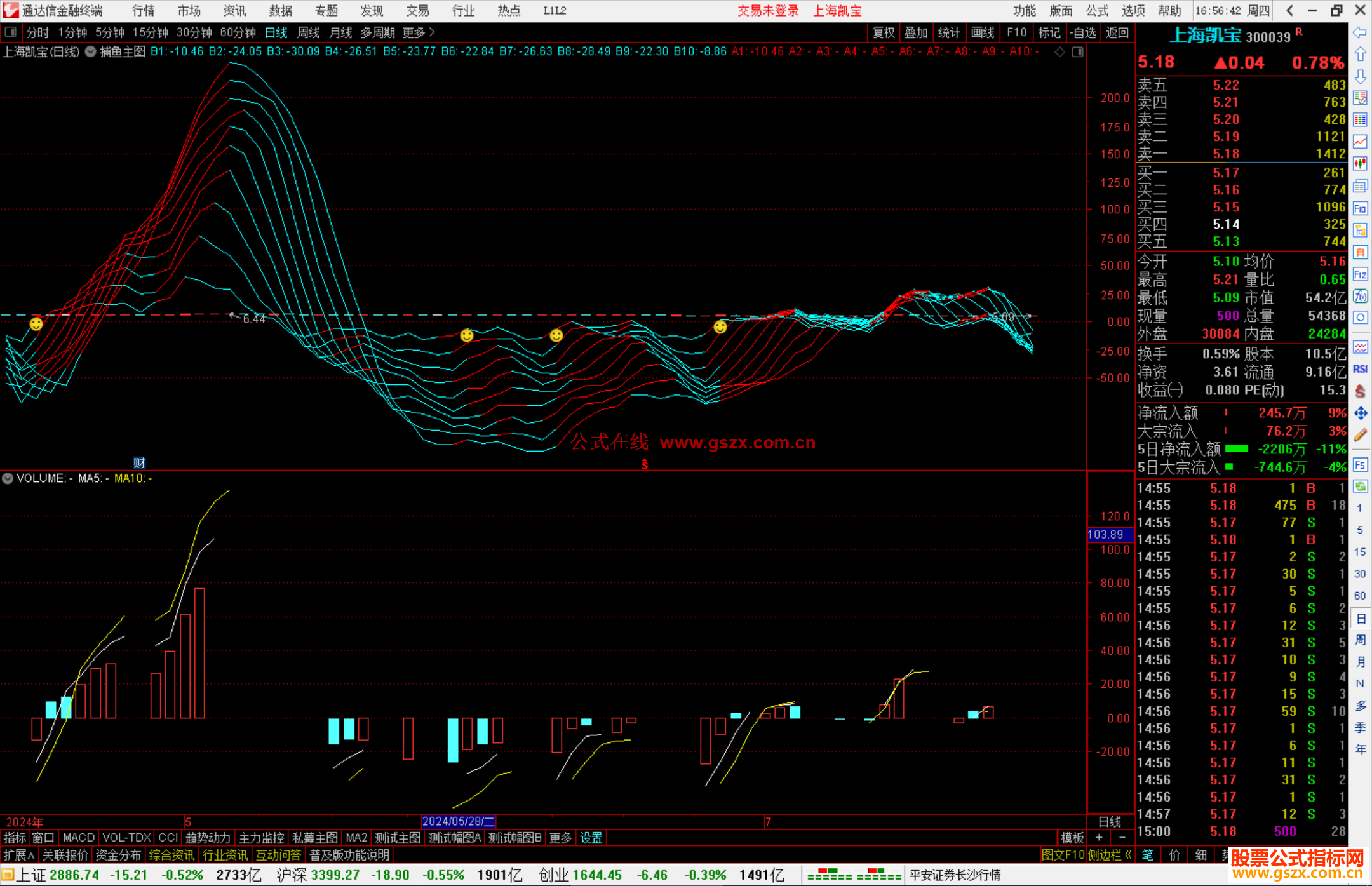 通达信捕鱼主图指标公式源码