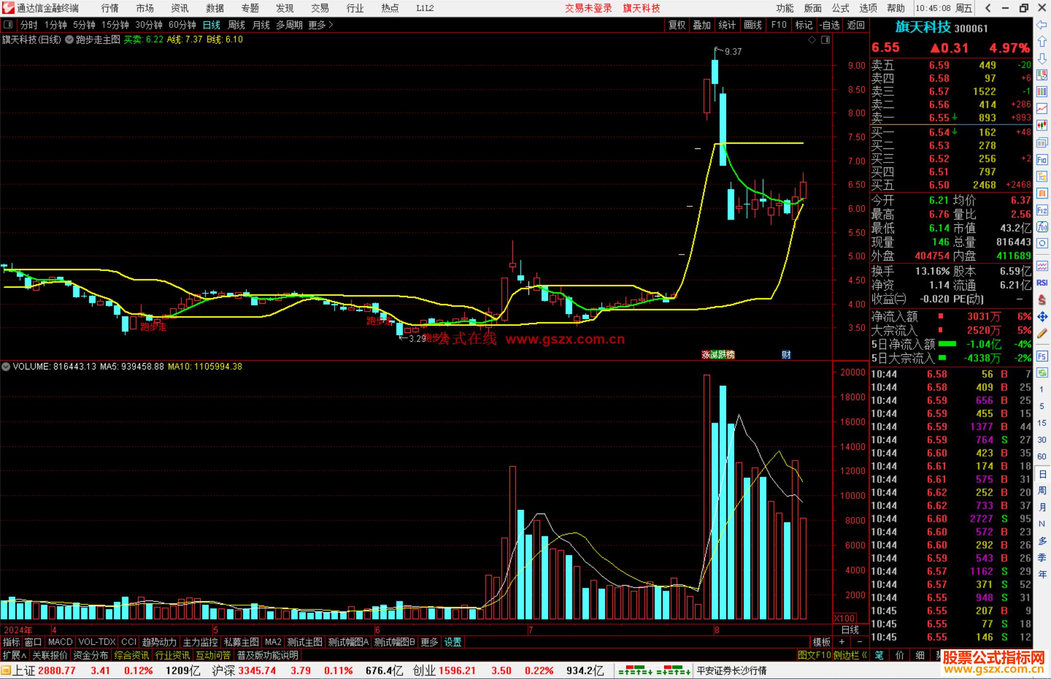 通达信跑步走主图指标公式源码